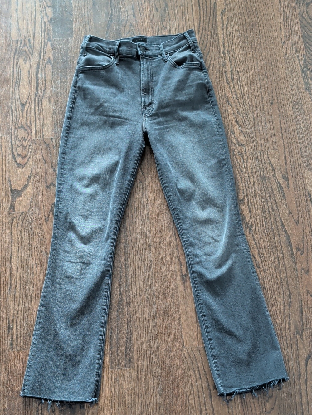 MOTHER Gray/Black Washed Denim Jeans